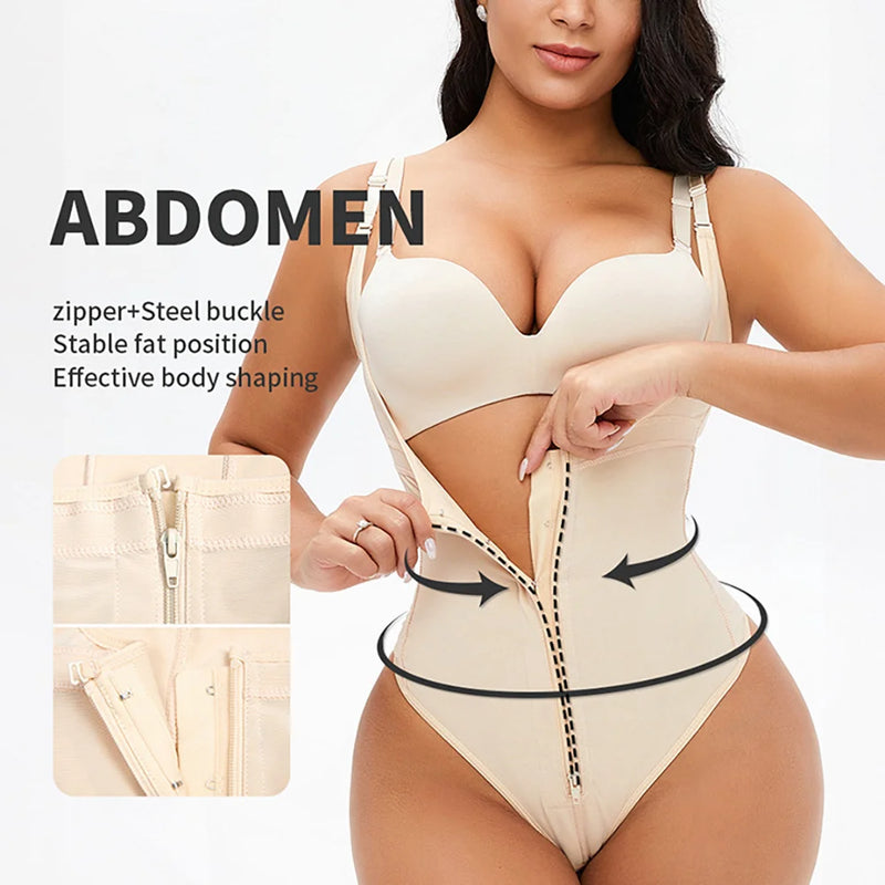 Cinta modeladora para mulheres, barriga plana grande breasted zíper bodysuit