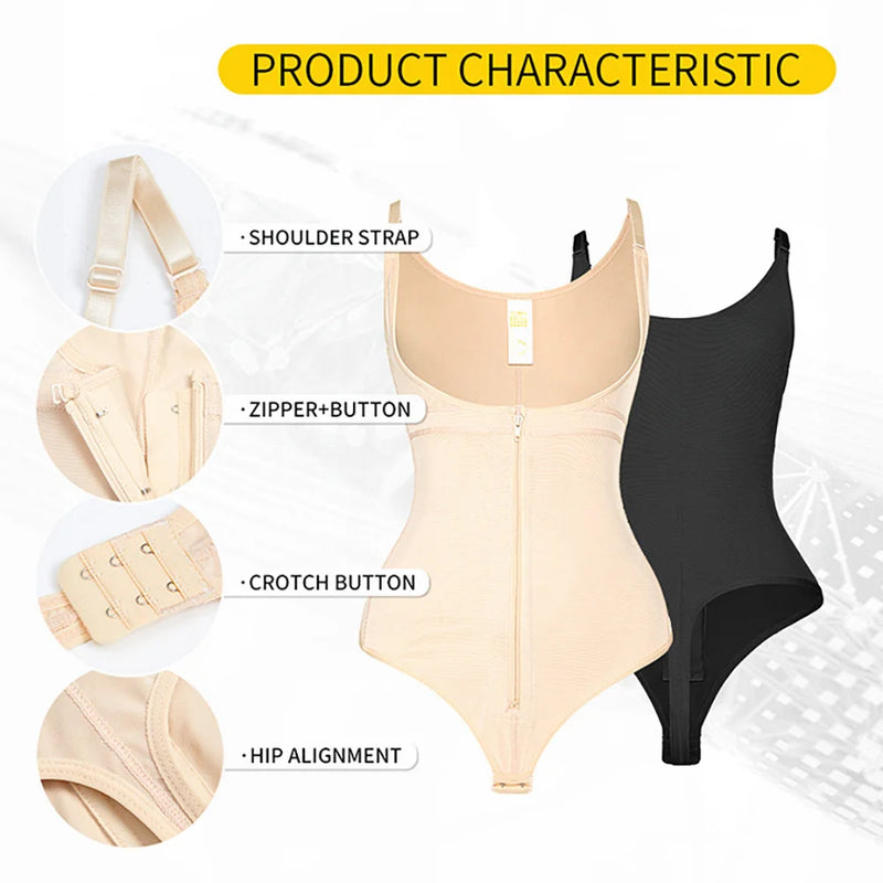 Cinta modeladora para mulheres, barriga plana grande breasted zíper bodysuit